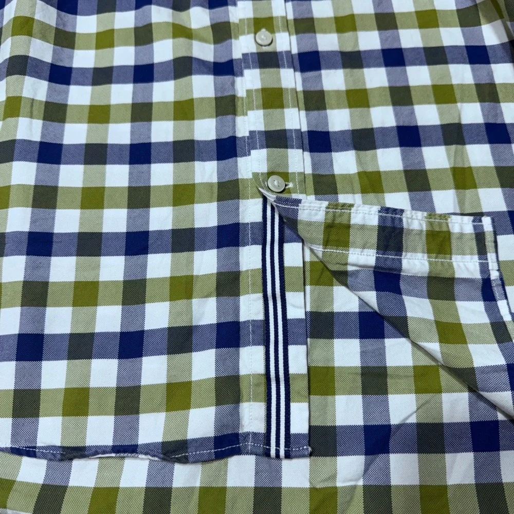 Banana Republic Oxford Shirt Woven Green Blue Gingham XL Slim Fit Button Down